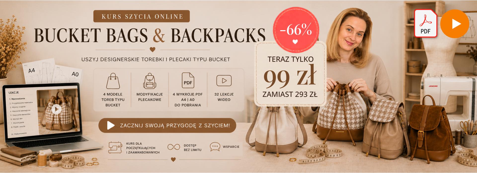 torebka i plecak typu bucket bag kurs szycia online wykroje