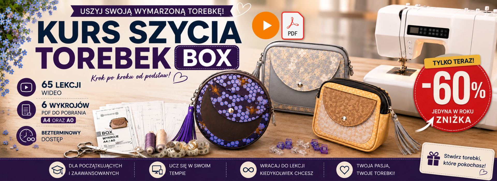 box kursy szycia online i wykroje na torby, nerki, plecaki Kamila Plasun
