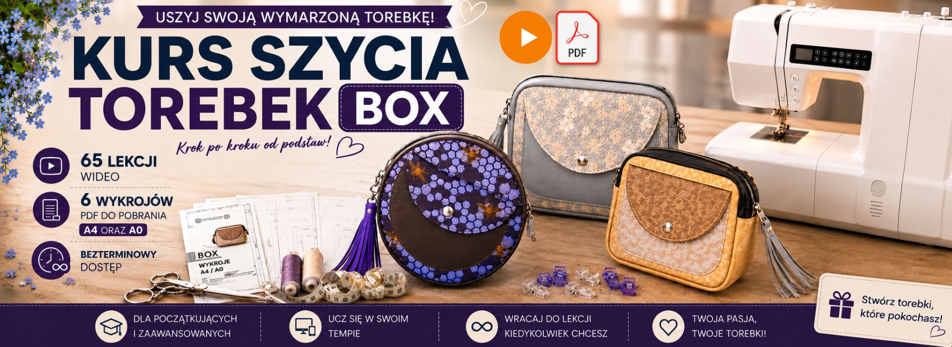 box kursy szycia online i wykroje na torby, nerki, plecaki Kamila Plasun