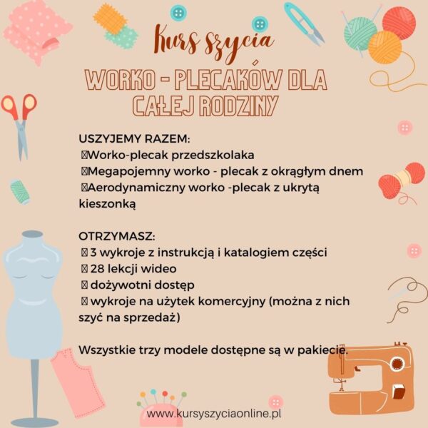 worko-plecaki dla całej rodziny kurs szycia online