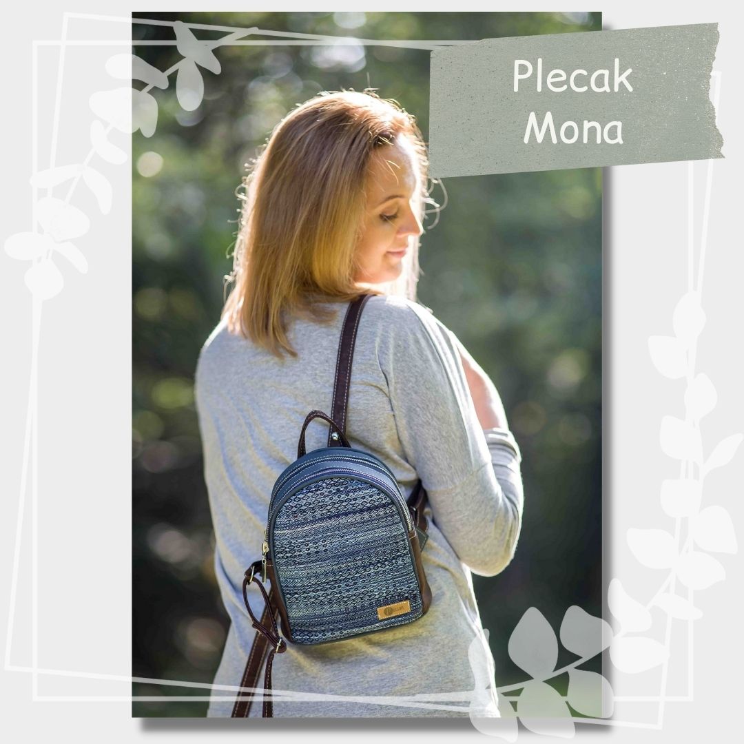 plecak dwukomorowy Mona, bez lamowania, uszyty maszynowo