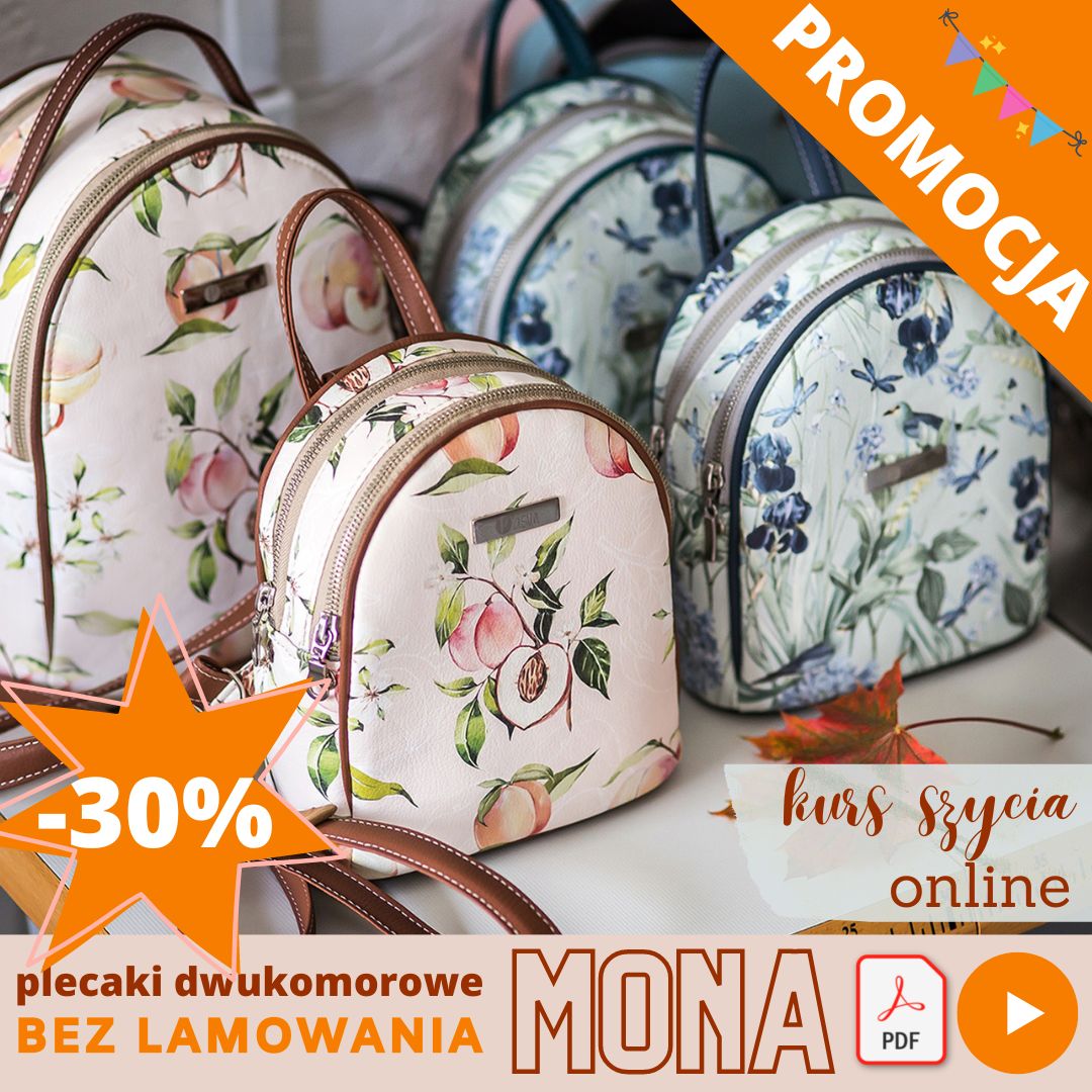 ak uszyć plecak dwukomorowy bez lamowania brzegów, model mona