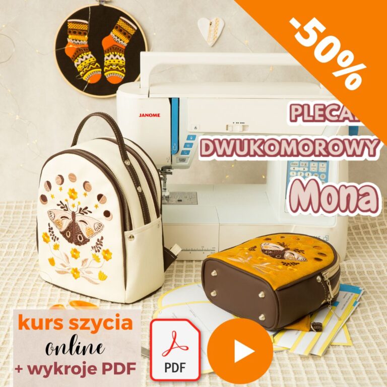 jak uszyć plecak dwukomorowy bez lamowania brzegów, model mona