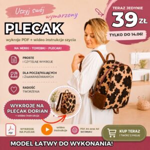 Wykrój PDF na plecak A4 z asymetryczną listwą zamka – model Dorian