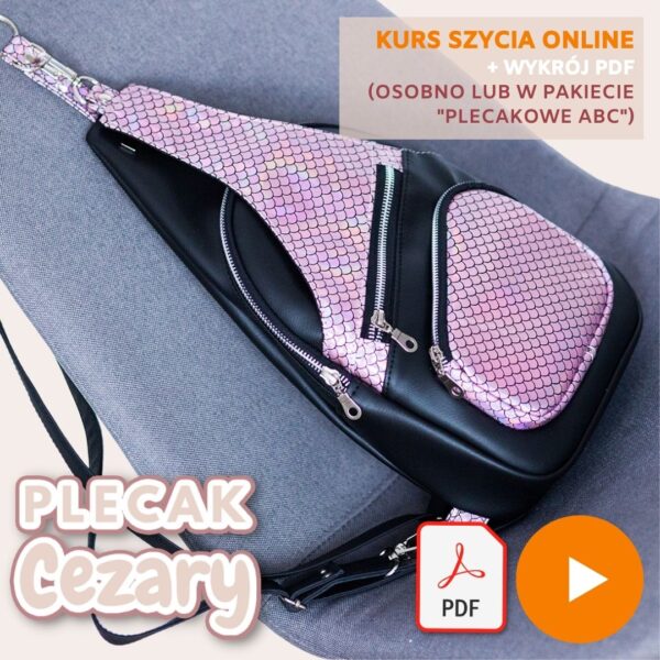 Cezary plecak dwukomorowy kursy szycia online i wykroje na torby, nerki, plecaki Kamila Plasun