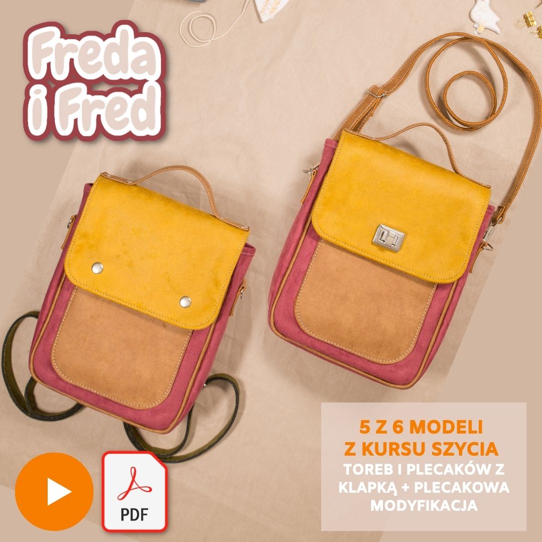 Freda i Fred torba pleckak z klapką kursy szycia online i wykroje na torby, nerki, plecaki Kamila Plasun