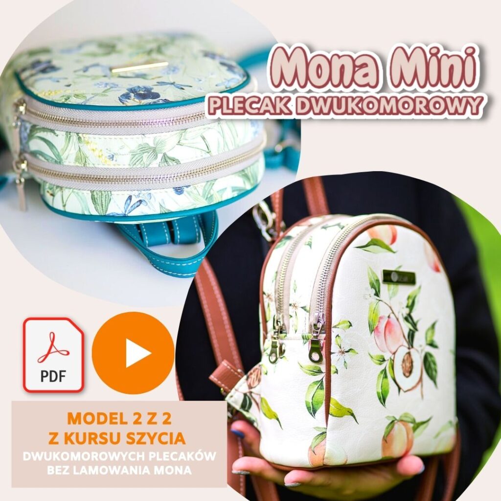 mona mini plecak dwukomorowy kursy szycia online i wykroje na torby, nerki, plecaki Kamila Plasun