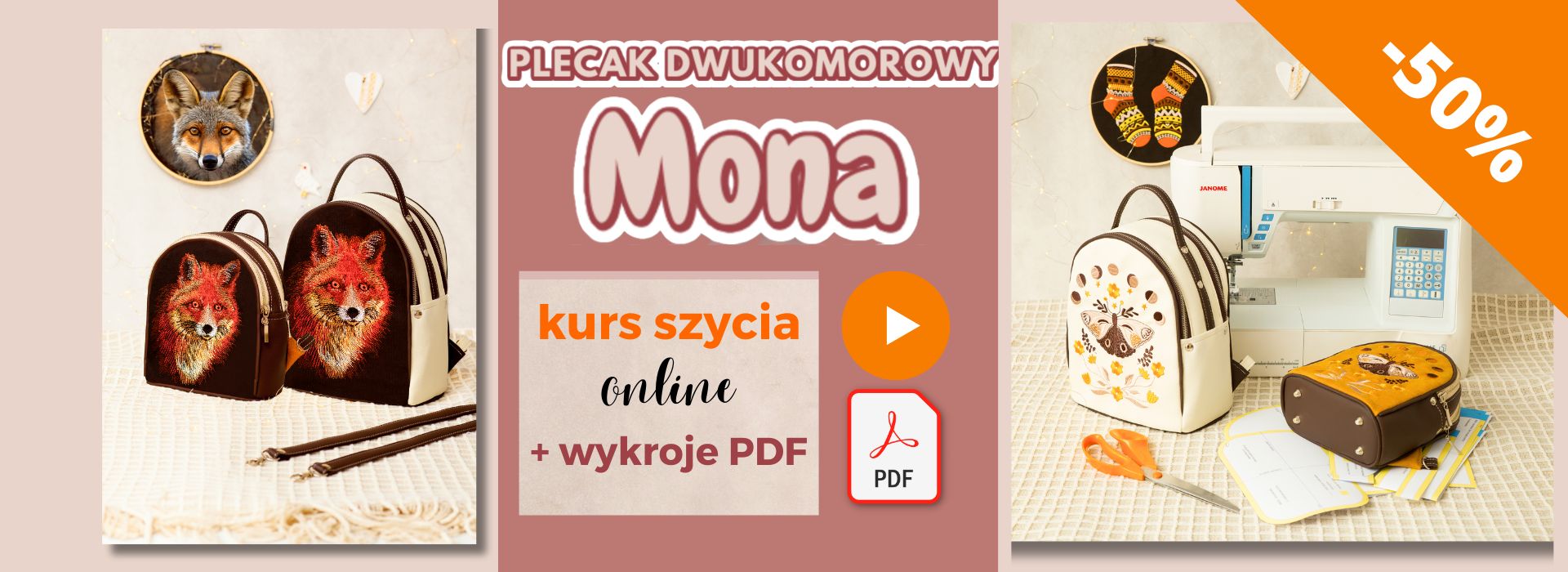 jak uszyć plecak dwukomorowy bez lamowania brzegów, model mona
