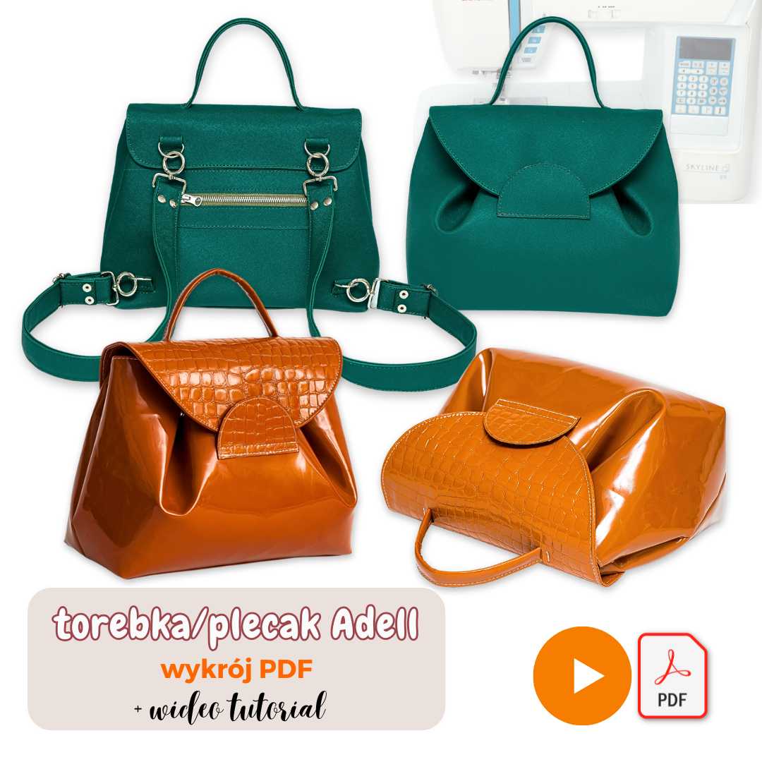 Torba - plecak 2w1 Adell wykrój PDF + wideo instrukcja szycia tutorial