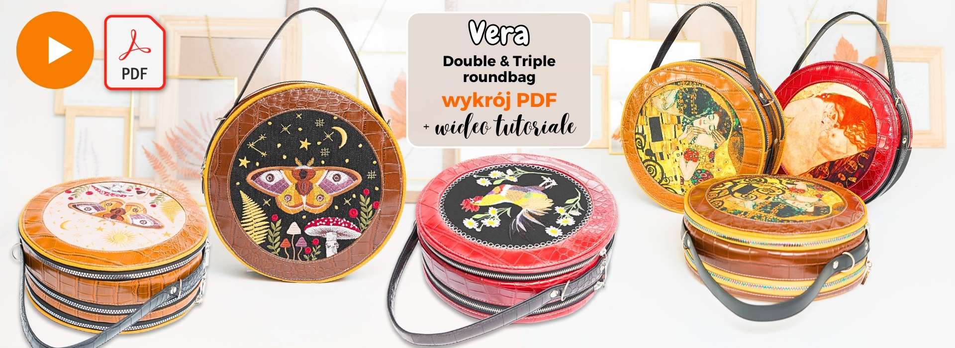 Vera - double and triple roundbag. Sewing pattern + video tutorial. Jak uszyć podwójnego i potrójnego okrąglaka
