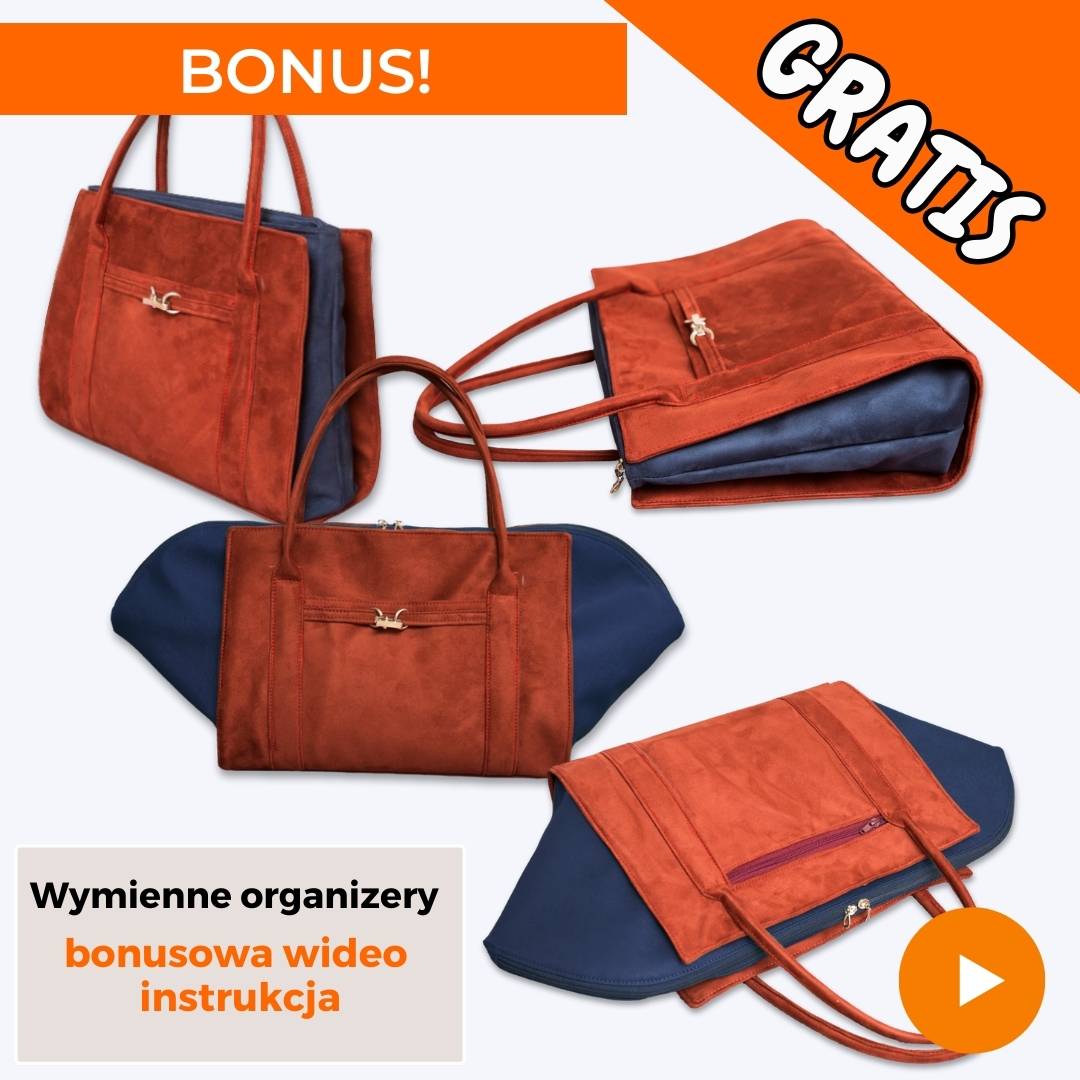 Torebki Aurora jak uszyć torby z wymiennymi organizerami wykroje PDF + wideo tutorial Kamila Plasun