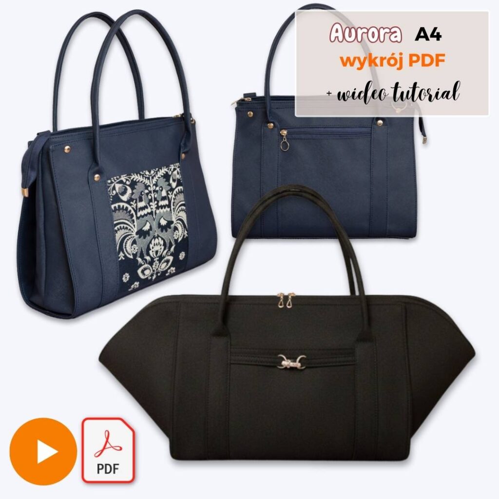 Torebki Aurora jak uszyć torby z wymiennymi organizerami wykroje PDF + wideo tutorial Kamila Plasun