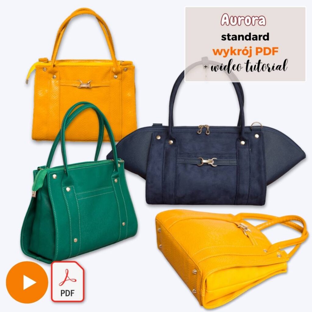 Torebki Aurora jak uszyć torby z wymiennymi organizerami wykroje PDF + wideo tutorial Kamila Plasun