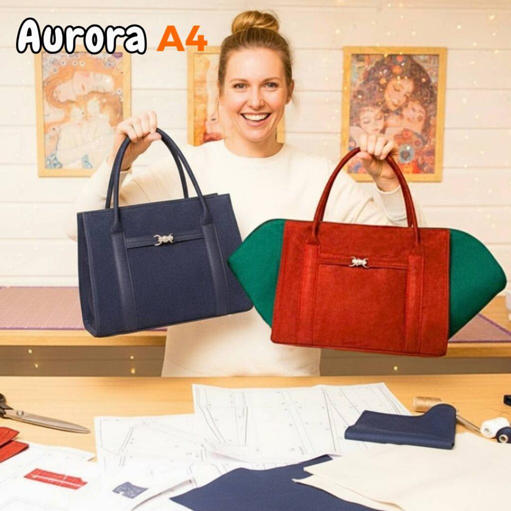 Torebki Aurora jak uszyć torby z wymiennymi organizerami wykroje PDF + wideo tutorial Kamila Plasun