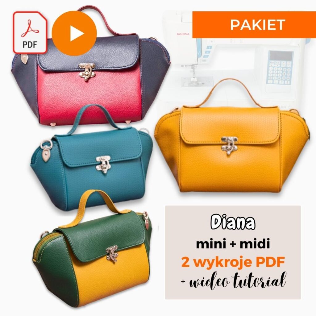 Torebka DIANA wykroje PDF + wideo tutorial z instrukcją szycia krok po kroku Kamila Plasun
