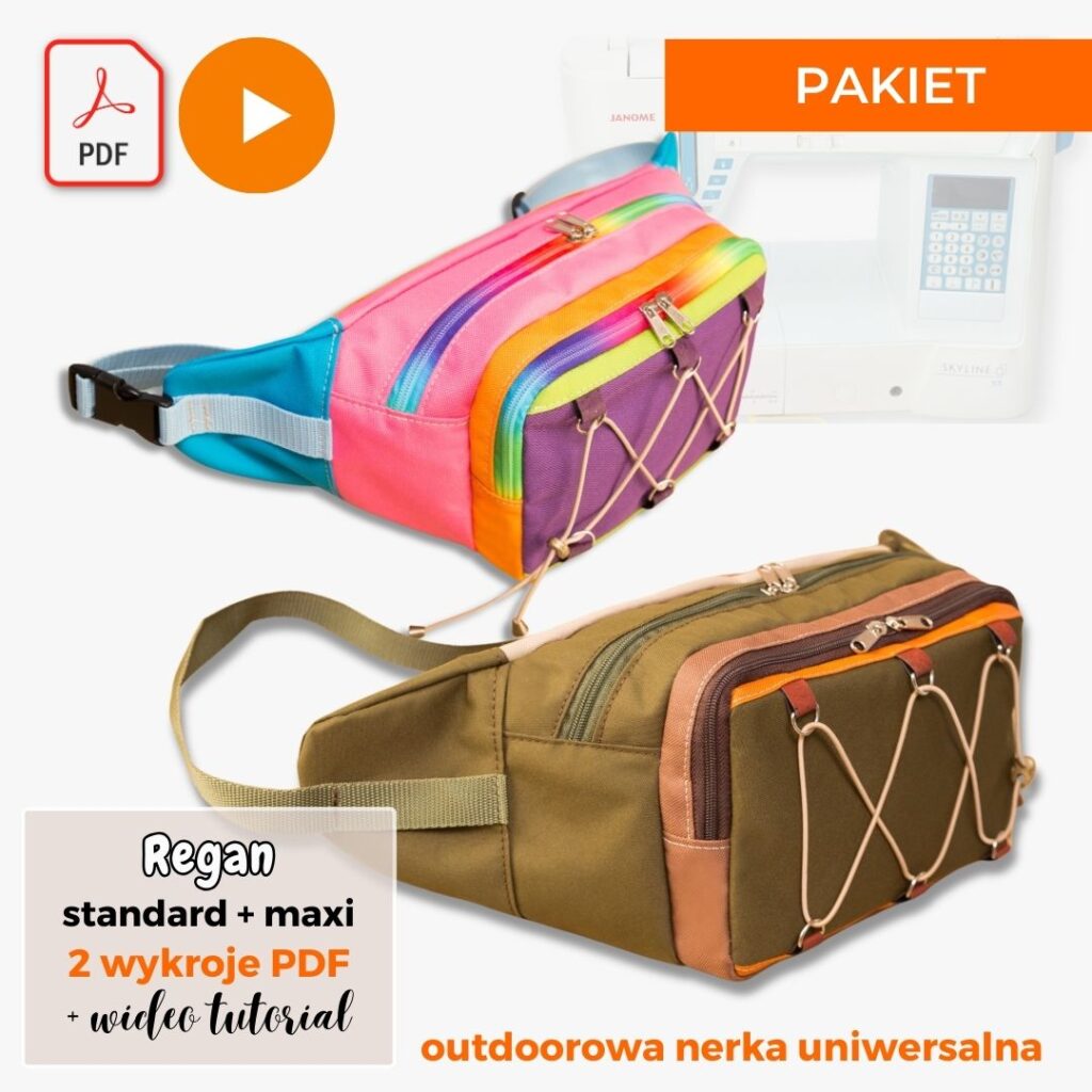 Outdoorowa nerka uniwersalna damska męska REGAN standard maxi, wykroje PDF wideo tutorial