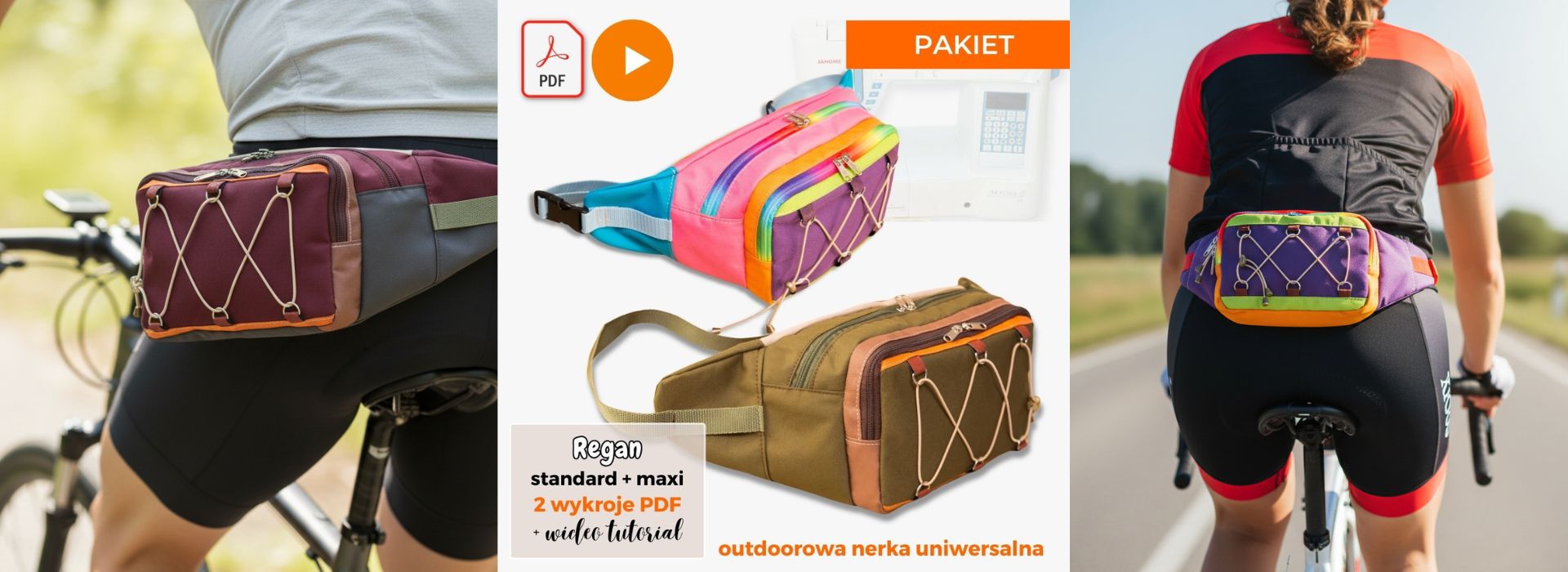 Outdoorowa nerka uniwersalna damska męska REGAN standard maxi, wykroje PDF wideo tutorial