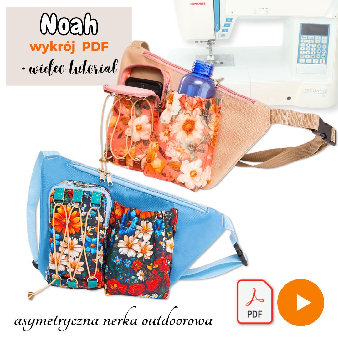 Asymetryczna outdoroowa nerka na telefon i bidon NOAH wykroje PDF + wideo tutorial z instrukcją szycia