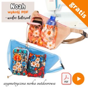 Outdoorowa, asymetryczna nerka na telefon i bidon – NOAH, wykroje PDF + tutorial
