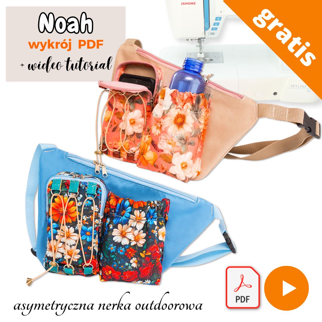 Asymetryczna outdoroowa nerka na telefon i bidon NOAH wykroje PDF + wideo tutorial z instrukcją szycia