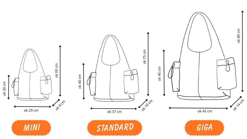 TOUVE hobo bag z kieszeniami wykroje PDF w 3 rozmiarach + wideo tutorial z instrukcją szycia