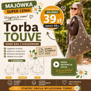 TOUVE hobo bag – 3 wykroje PDF + tutorial