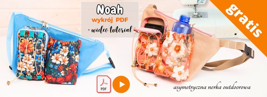 Asymetryczna outdoroowa nerka na telefon i bidon NOAH wykroje PDF + wideo tutorial z instrukcją szycia