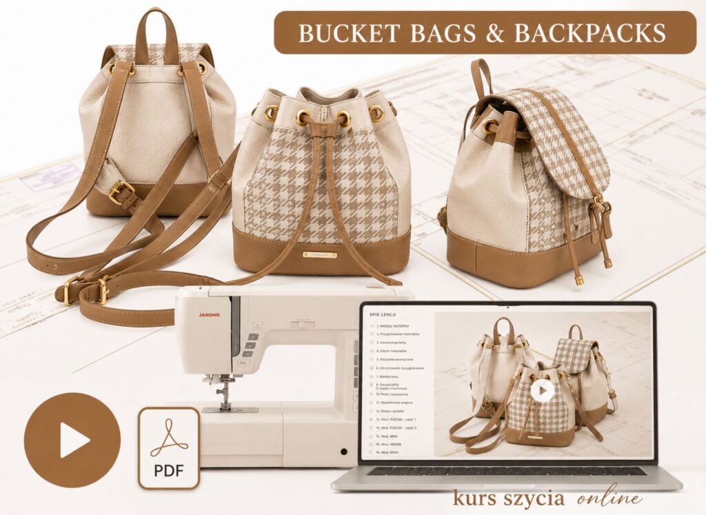 torebka i plecak typu bucket bag kurs szycia online wykroje
