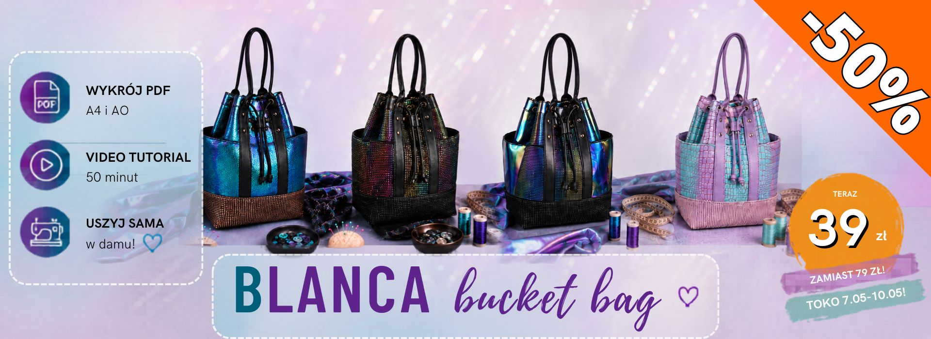 Jak uszyć torbę BLanca? Bucket Bag z półokrągłymi uchwytami kieszeń kominowa wykrój wideo tutorial z instrukcją szycia Kamila Plasun