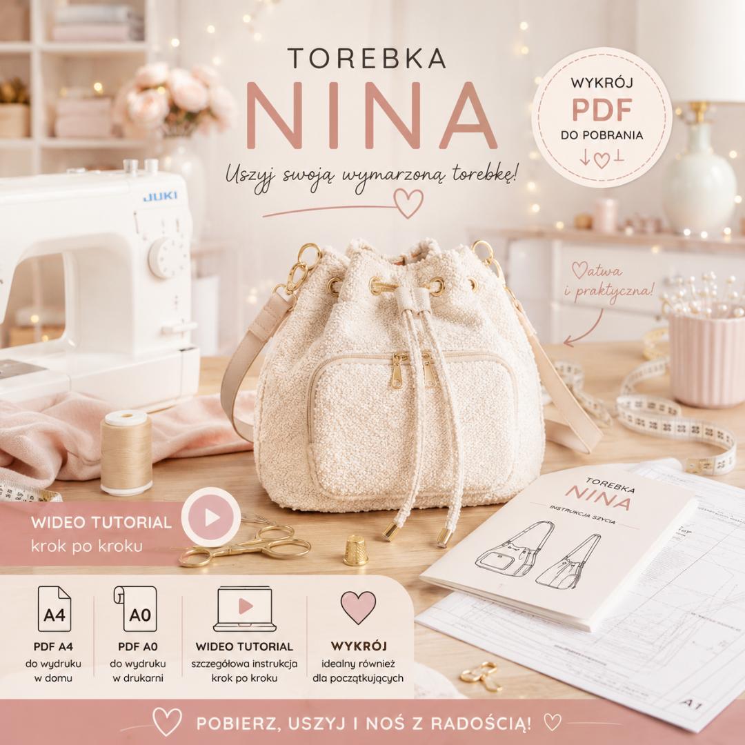Nina bucket bag wykroje PDF wideo tutorial z instrukcją szycia
