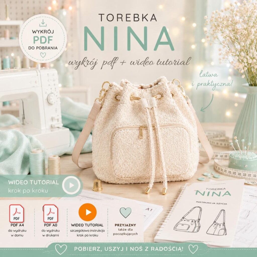 Nina bucket bag wykroje PDF wideo tutorial z instrukcją szycia
