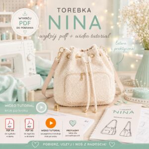 NINA bucket bag z kieszonką- wykrój PDF + tutorial