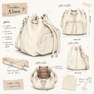 NINA bucket bag z kieszonką- wykrój PDF + tutorial
