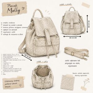 Molly bucket backpack z kieszonką- wykrój PDF + tutorial