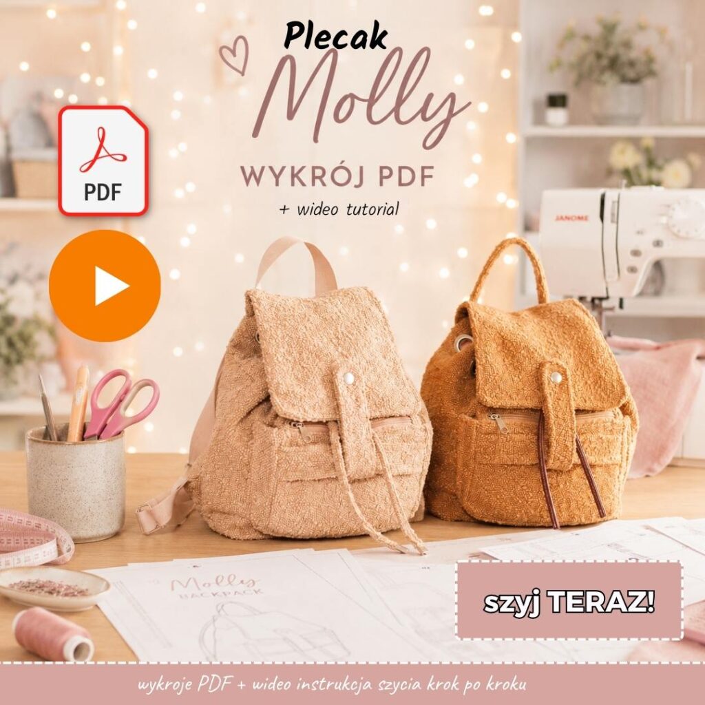 plecak Molly wykroje PDF wideo tutorial z instrukcją szycia