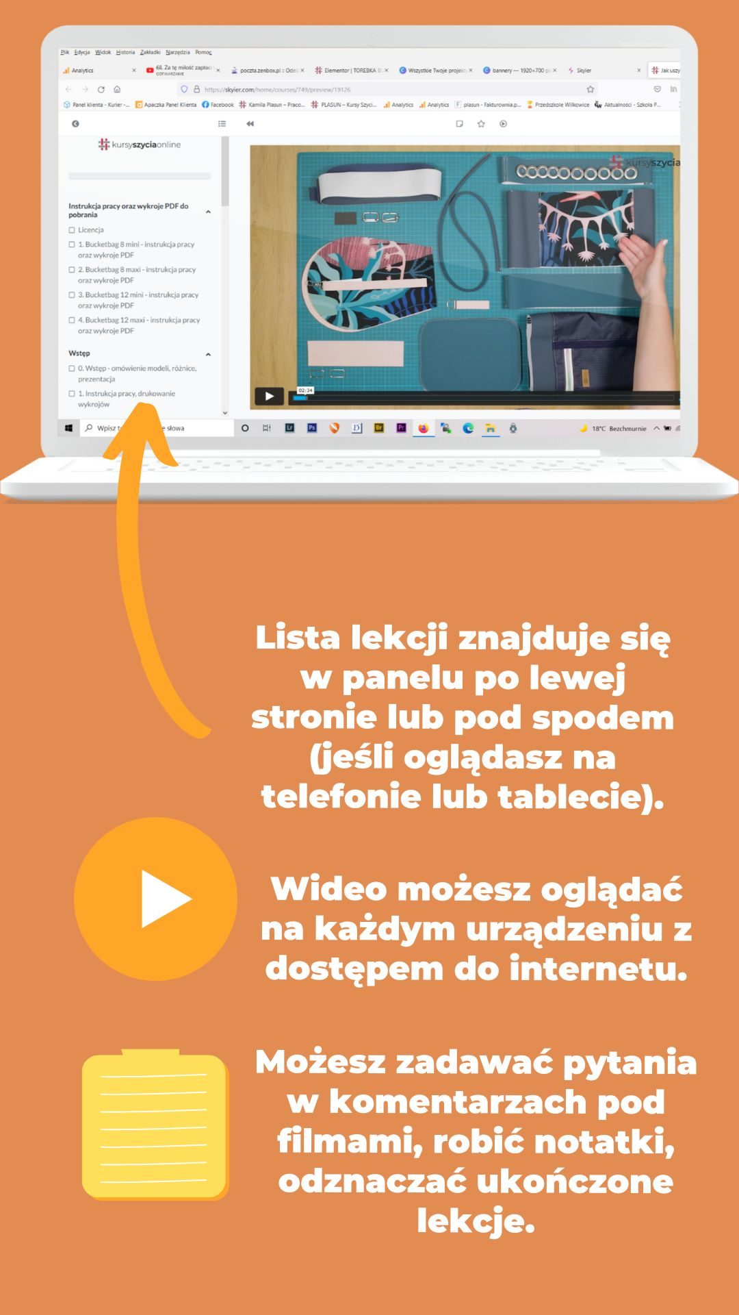 torebka i plecak typu bucket bag kurs szycia online wykroje