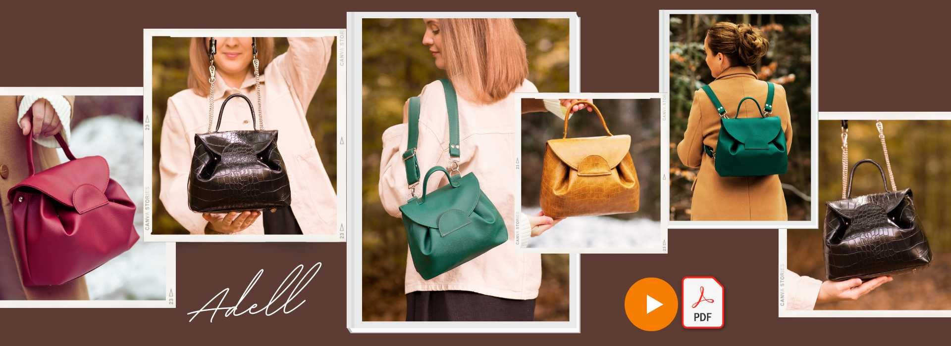 Torba - plecak 2w1 Adell wykrój PDF + wideo instrukcja szycia tutorial